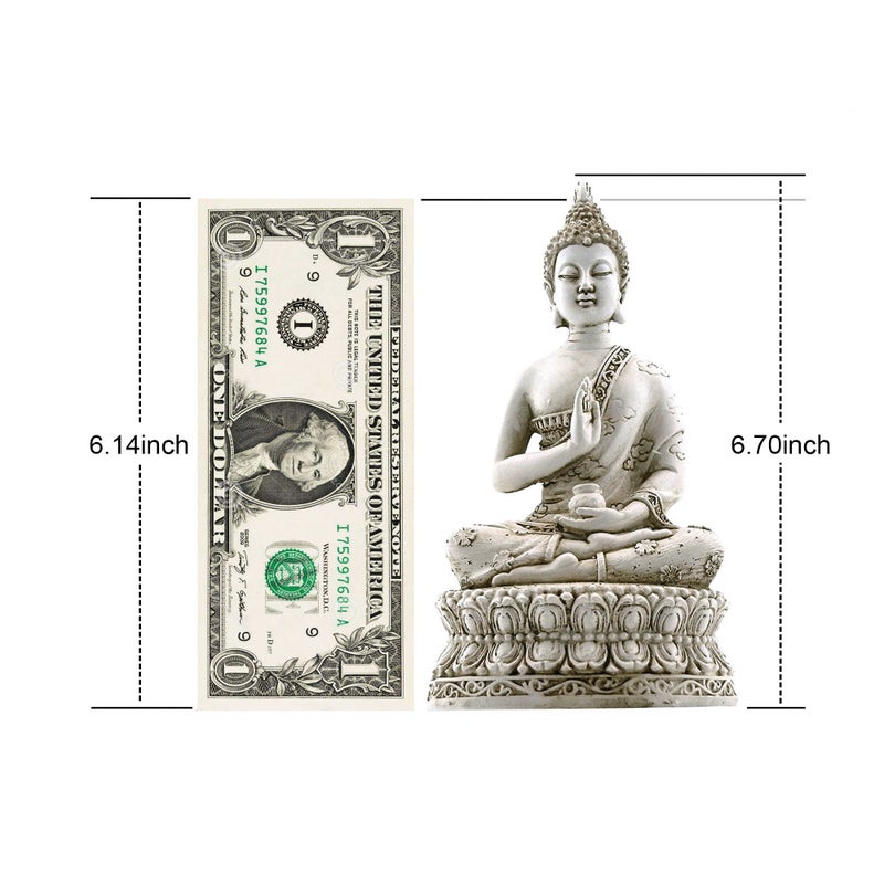 ornerx Thai Sitting Buddha Statue for Home Decor Ivory 6.7 " - Image 4